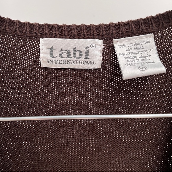 Vintage floral button up sweater vest L brown needlepoint cross stitch Tabi - Picture 5 of 8